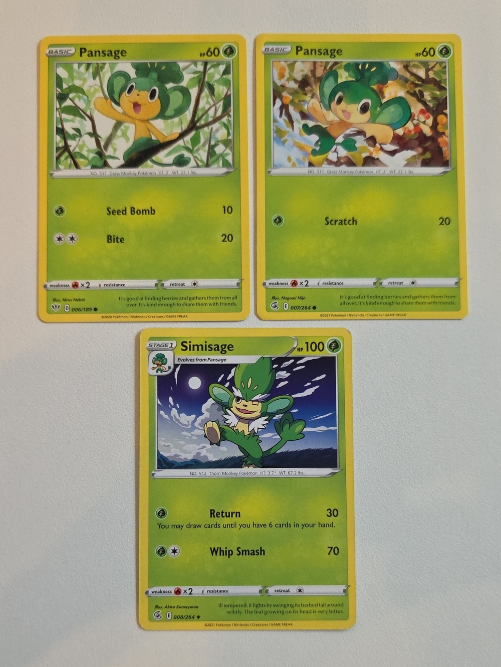 Pokemon Pansage And Simisage Card